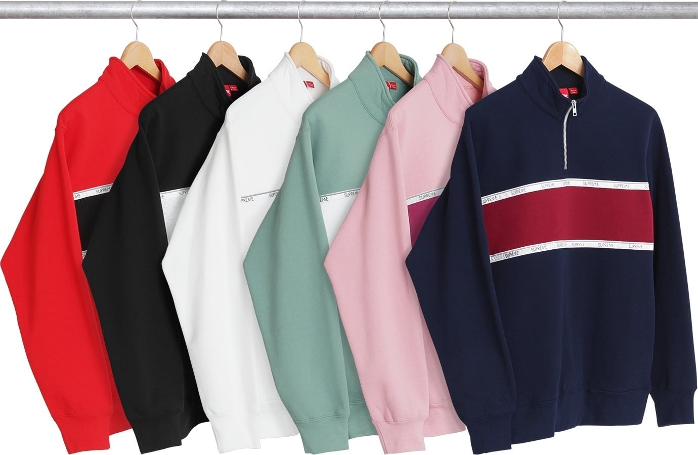 Logo Tape Stripe Half Zip Sweat